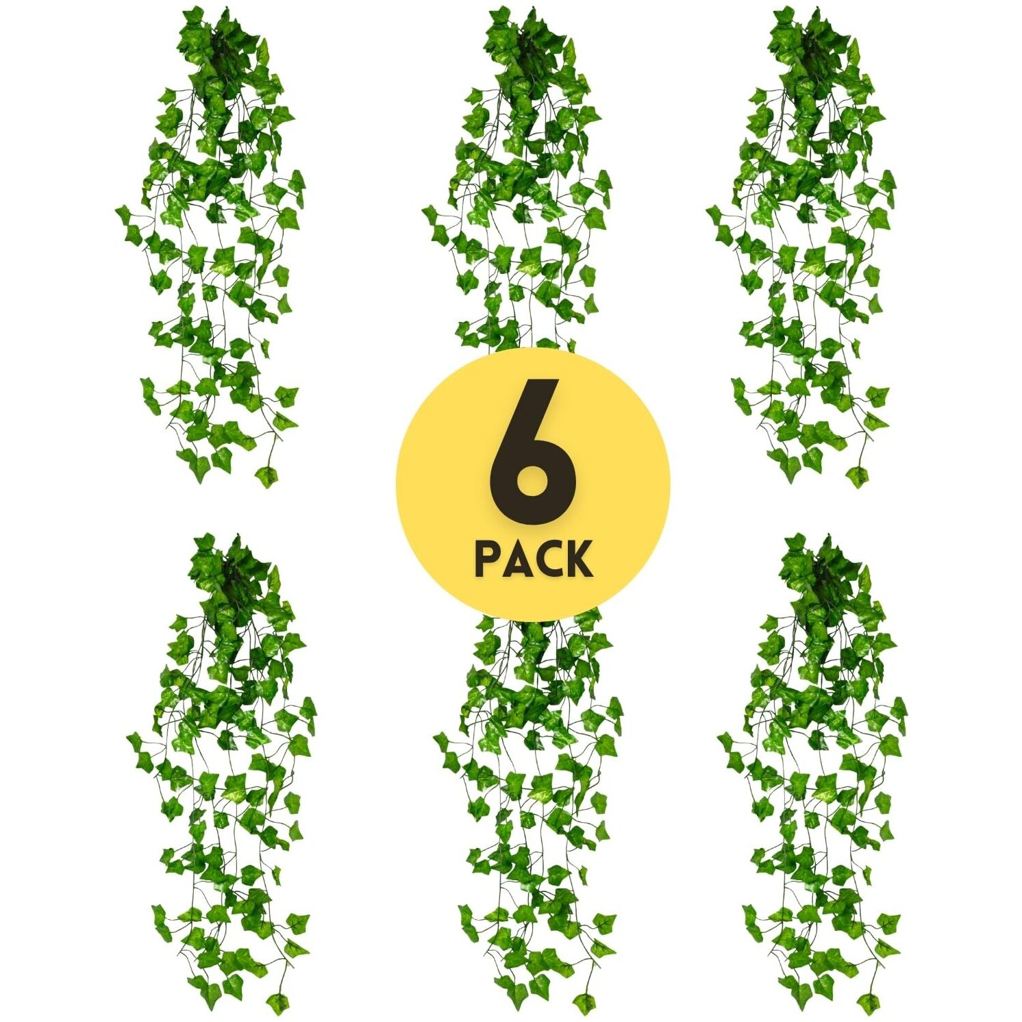 Decorebugs Artificial Plants Leaves Hanging Ivy Garlands Plant Greenery Vine Creeper Home Decor Door Wall Balcony Decoration Party Festival Craft (Pack Of 6)