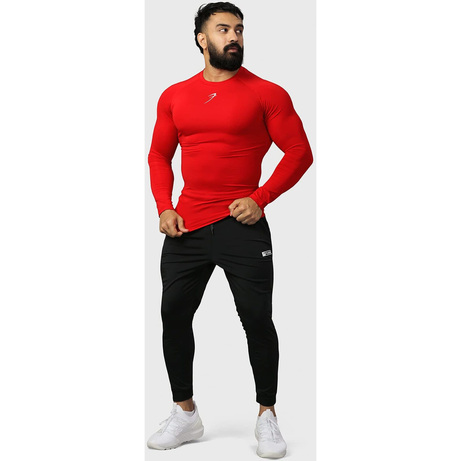 Fuaark Men's Full Sleeve Compression T-Shirt - Athletic Base Layer For Fitness, Cycling, Training, Workout, Tactical Sports Wear (Xx-Large, Red)