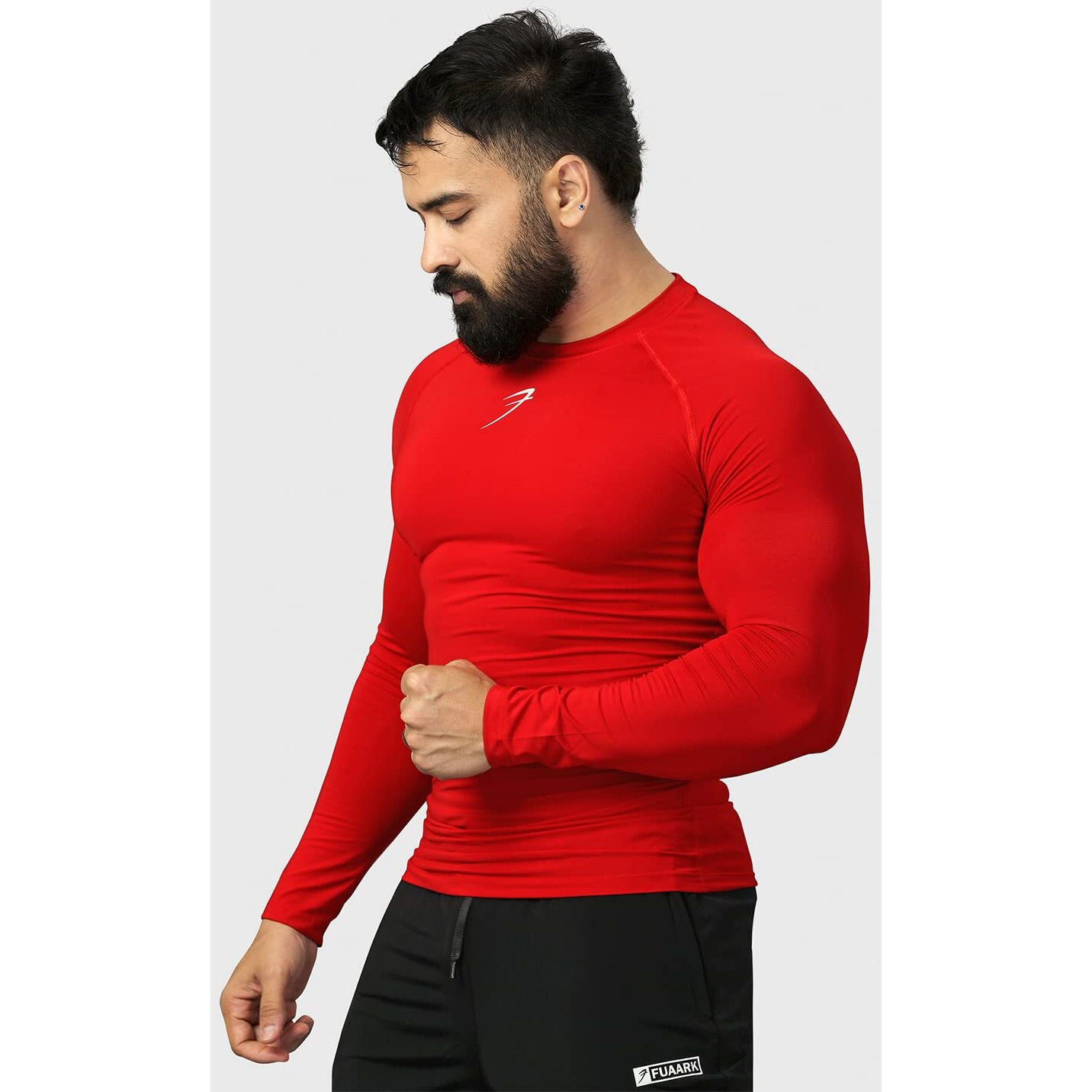 Fuaark Men's Full Sleeve Compression T-Shirt - Athletic Base Layer For Fitness, Cycling, Training, Workout, Tactical Sports Wear (Xx-Large, Red)