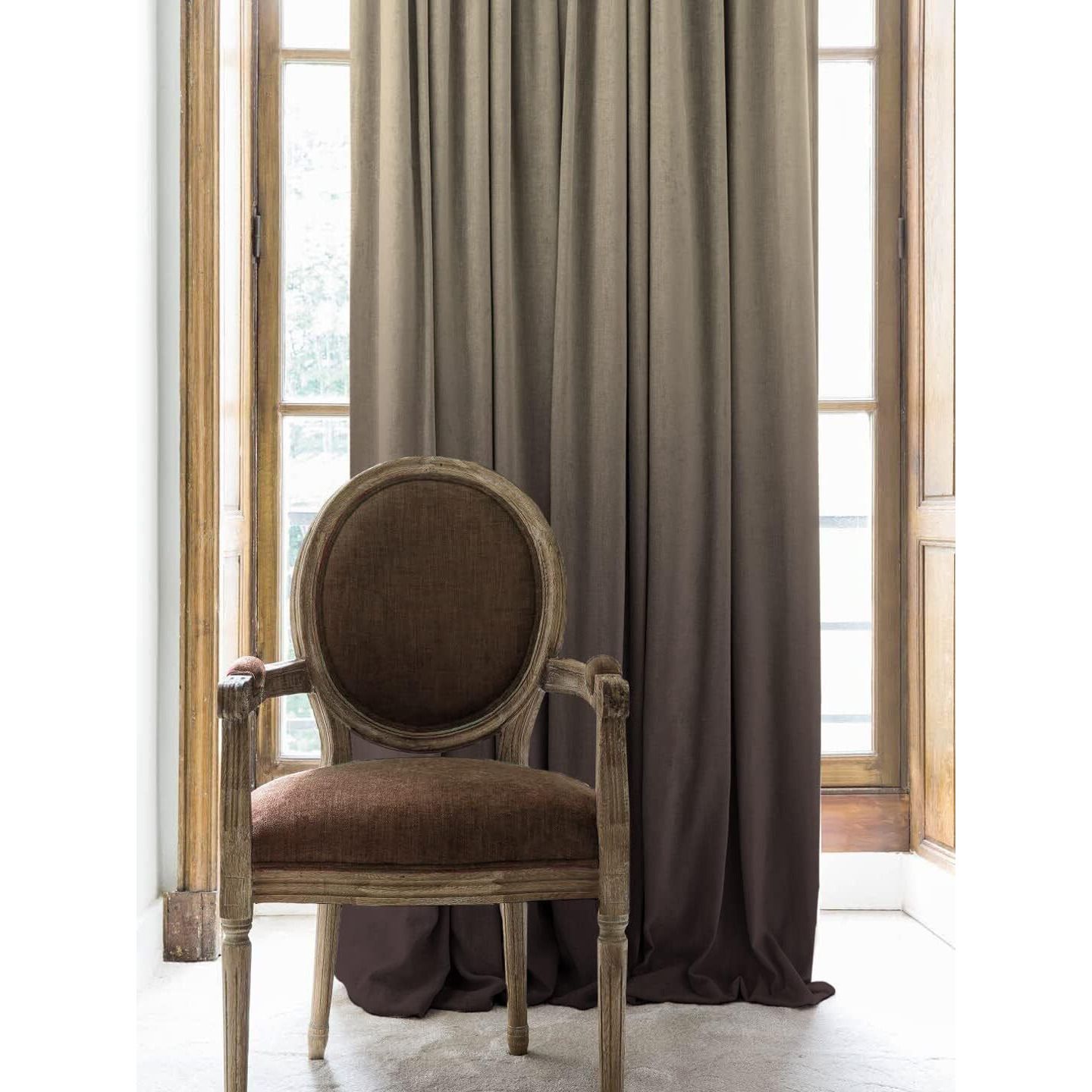 Spaces Drape Story Ombre Design Heavy Satin Curtains With Blackout Lining - Set Of 2 | 99% Light Blocking | 8Ft Premium Long Door Curtain |Beige & Coffee