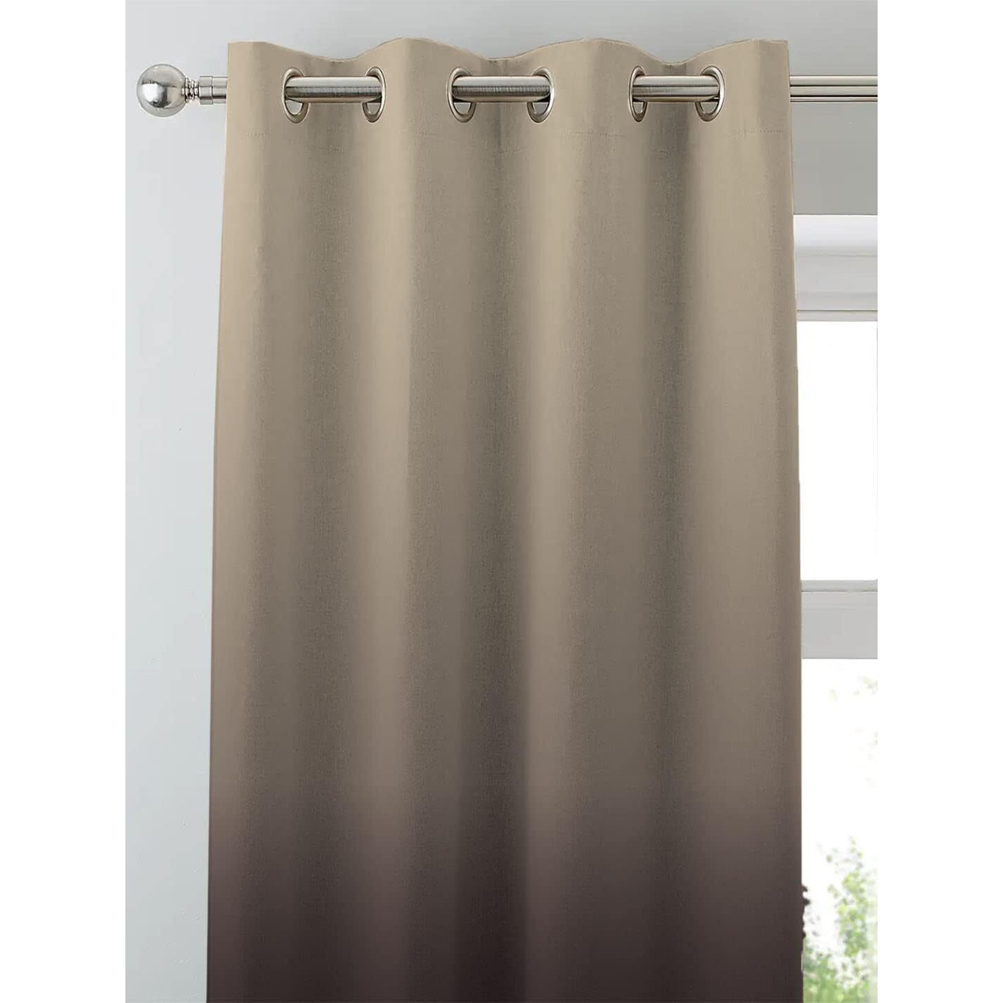 Spaces Drape Story Ombre Design Heavy Satin Curtains With Blackout Lining - Set Of 2 | 99% Light Blocking | 8Ft Premium Long Door Curtain |Beige & Coffee