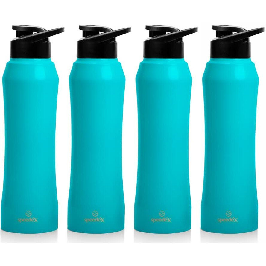Speedex Stainless Steel Water Bottle 1 Litre, Leakproof Sipper Cap 1 Ltr, Light Blue, Bottles 1+ Litre For School, Gym, Office, Boys, Girls, Men, Women, Kids, Fridge 1Ltr - 1000 Ml - Set Of 4