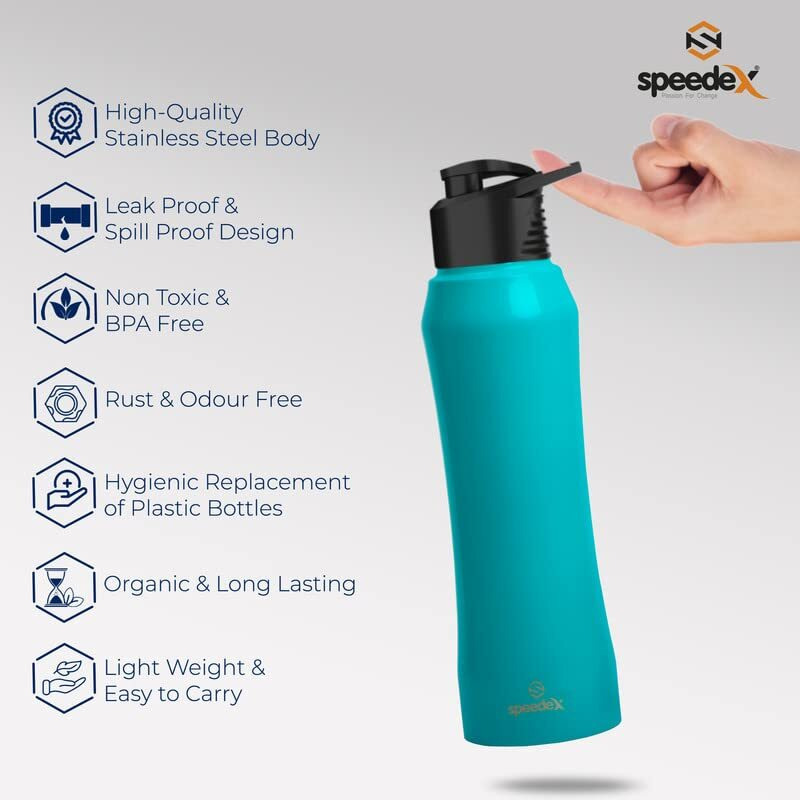 Speedex Stainless Steel Water Bottle 1 Litre, Leakproof Sipper Cap 1 Ltr, Light Blue, Bottles 1+ Litre For School, Gym, Office, Boys, Girls, Men, Women, Kids, Fridge 1Ltr - 1000 Ml - Set Of 4