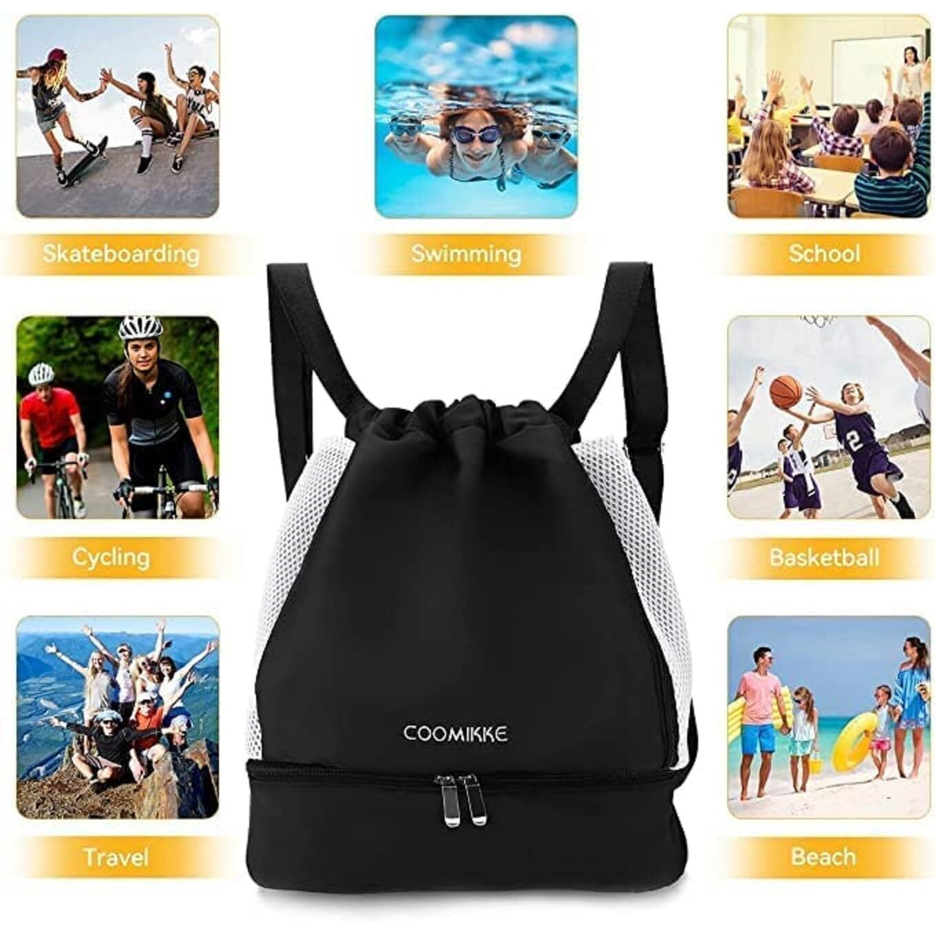 Handcuffs Drawstring Backpack Casual Sports Bag For Men & Women Swimming Pool Hiking Beach Gym Backpacks Bag (Purple)