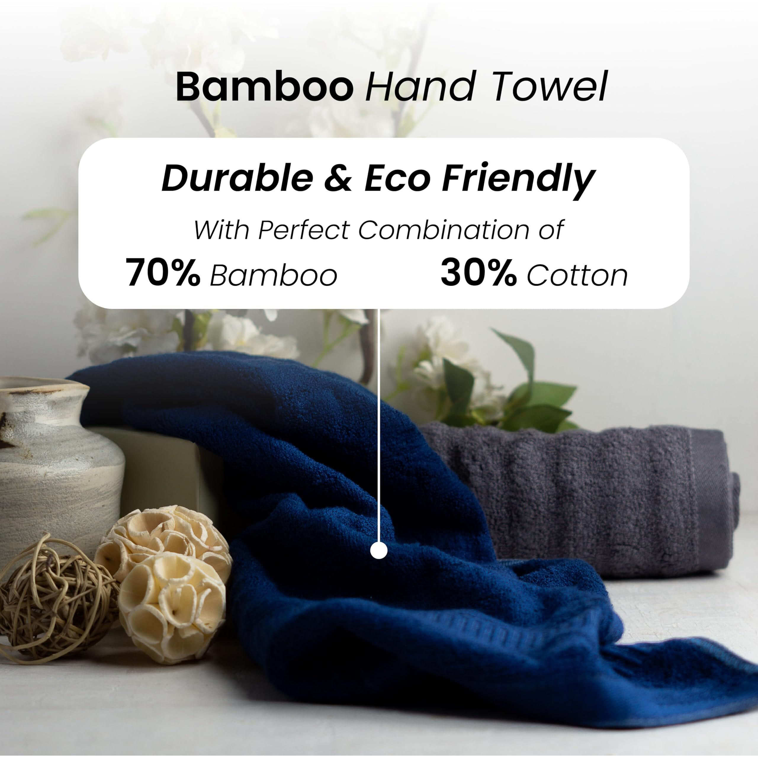 Mush Bamboo Hand Towels Set Of 6 | 100% Bamboo Gym Towel For Men/Women Workout | Ultra Soft, Absorbent & Quick Dry Towel For Gym, Travel, Sports And Yoga | 75 X 35 Cms | 600 Gsm (Navy Blue & Grey)