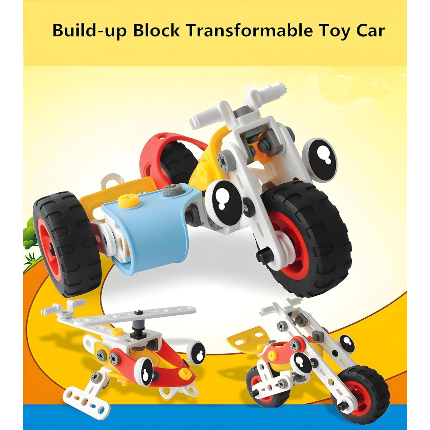 Umadiya 3 In 1 Helicopter Motorcycle Tricycle Stem Building 74 Pcs Diy Toys Build And Play Kit Models Educational Engineering Building Blocks And Bricks Construction Learning Toy For Kids