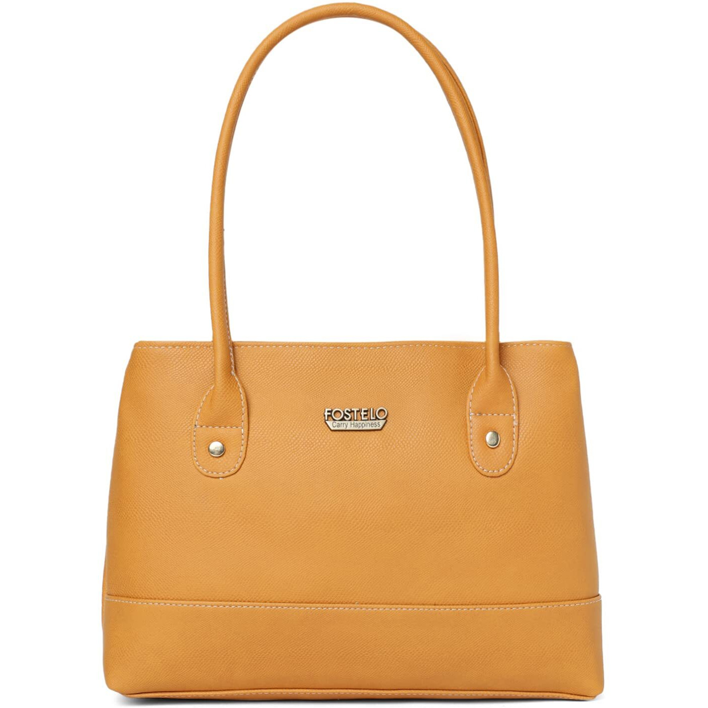 Fostelo Women's Vegan Leather Feathers Handbag Shoulder Hobo Bag Ladies Purse (Orange) (Medium)