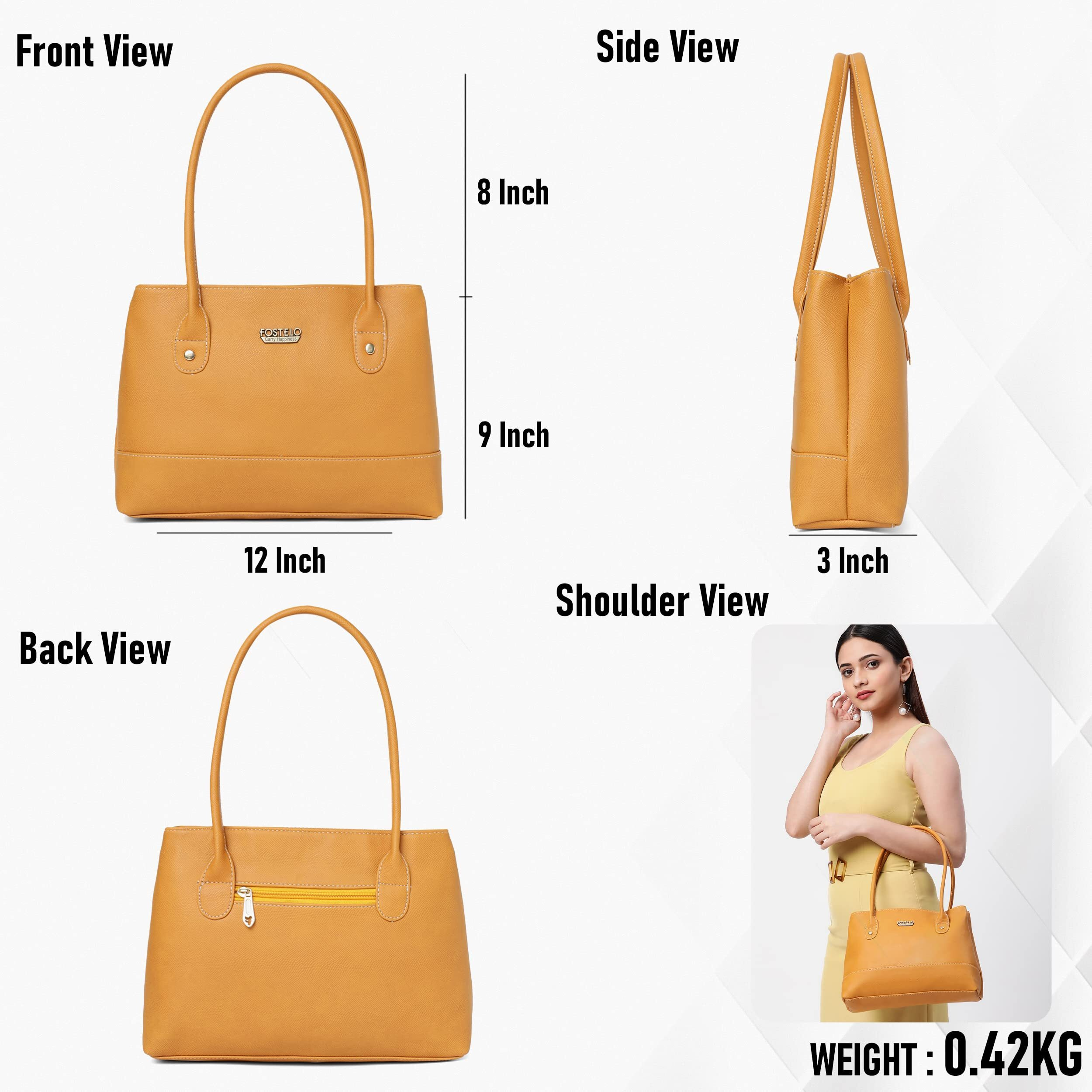 Fostelo Women's Vegan Leather Feathers Handbag Shoulder Hobo Bag Ladies Purse (Orange) (Medium)