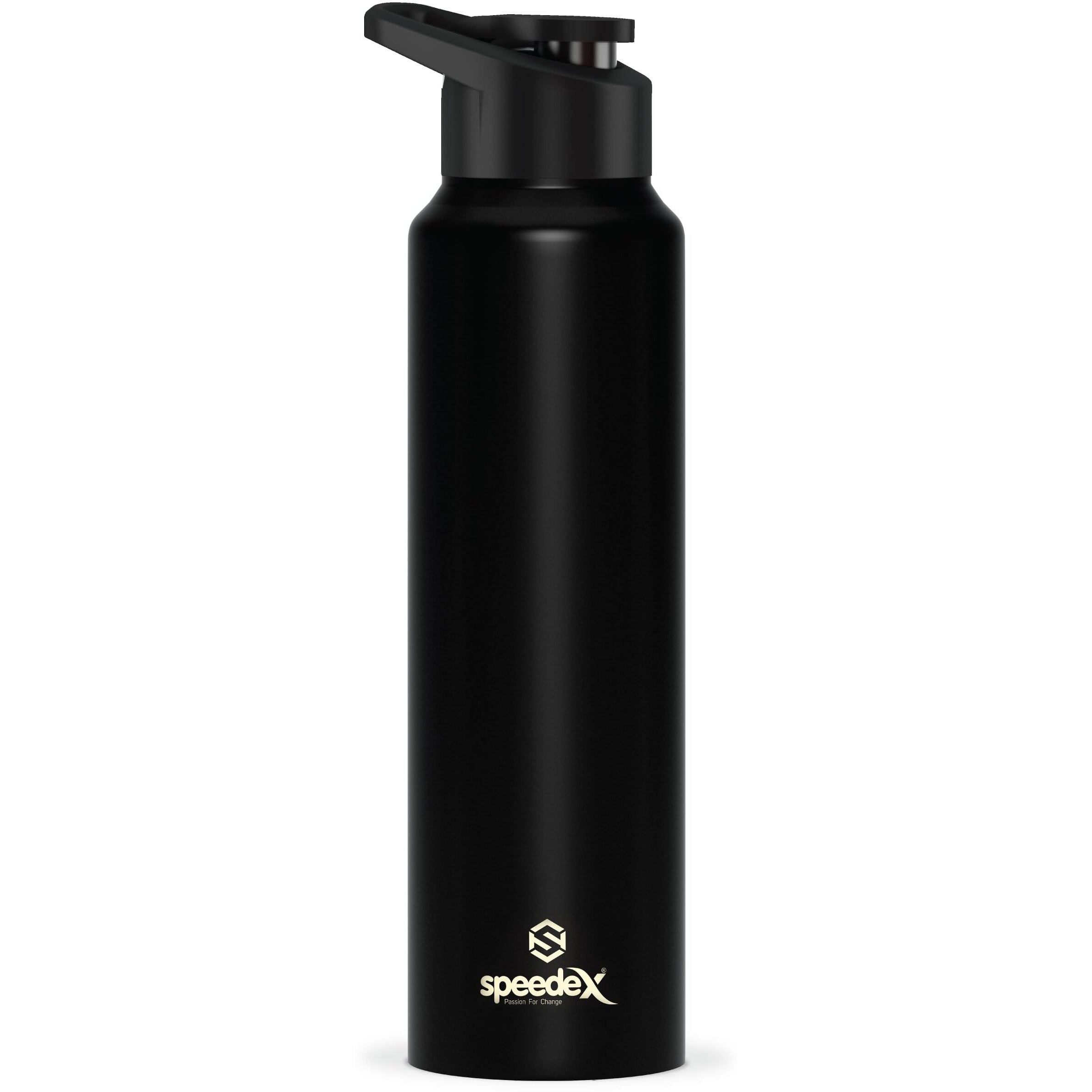 Speedex Stainless Steel Water Bottle 1 Litre, Leakproof Sipper Cap 1 Ltr, Black, Bottles 1+ Litre For School, Gym, Office, Boys, Girls, Men, Women, Kids 1Ltr - 1000 Ml - Set Of 2