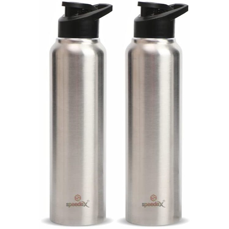 Speedex Stainless Steel Water Bottle 1 Litre, Leakproof Sipper Cap 1 Ltr, Steel Grey, Bottles 1+ Litre For School, Gym, Office, Boys, Girls, Men, Women, Kids 1Ltr - 1000 Ml - Set Of 2