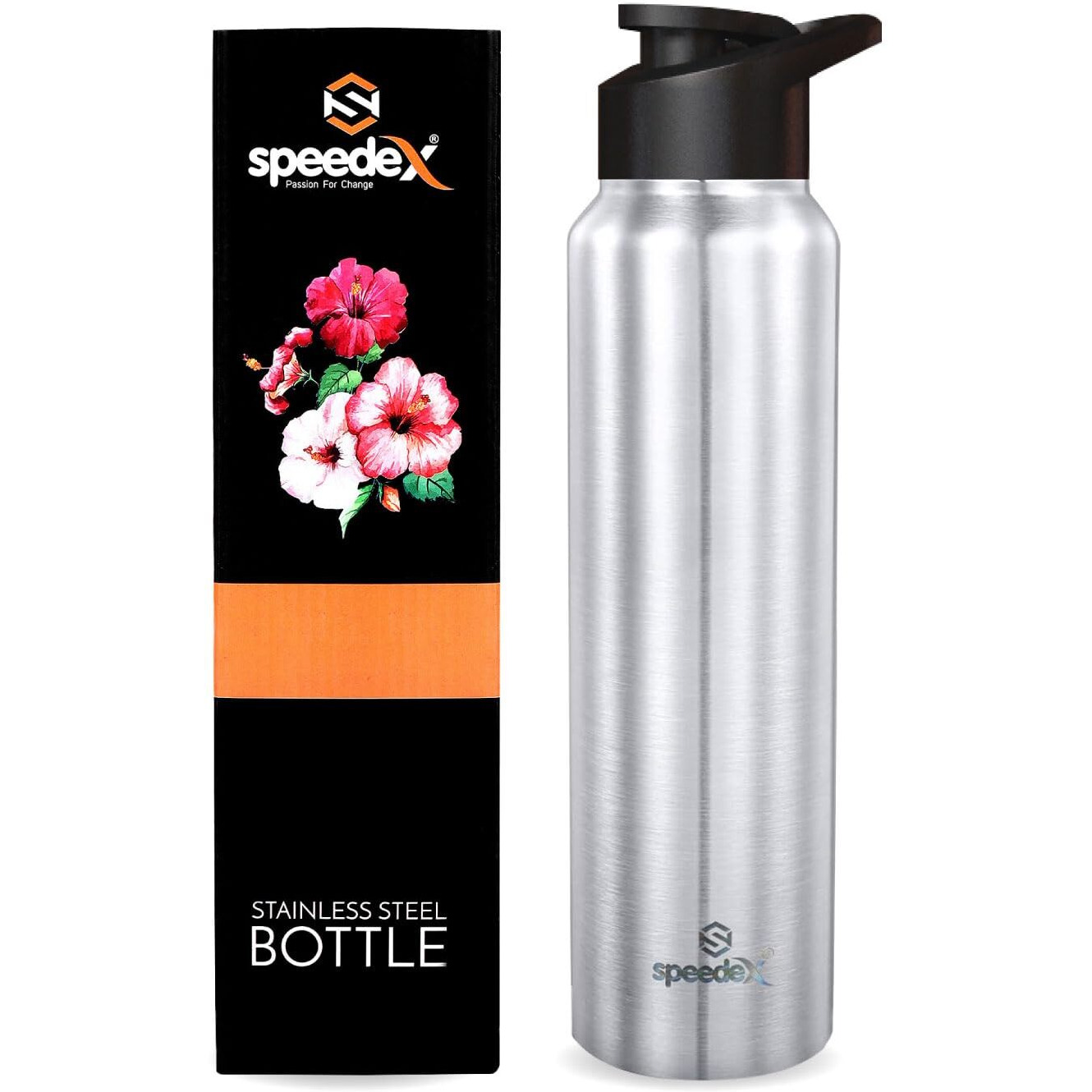 Speedex Stainless Steel Water Bottle 1 Litre, Leakproof Sipper Cap 1 Ltr, Steel Grey, Bottles 1+ Litre For School, Gym, Office, Boys, Girls, Men, Women, Kids 1Ltr - 1000 Ml - Set Of 2