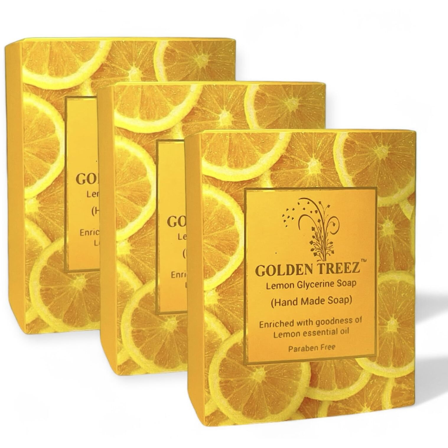 Golden Treez Lemon Handmade Bath Soap For Tan Removal, Acne (Pimples) Natural, Bathing Soap For Men And Women-115 Gm (Pack Of 3)
