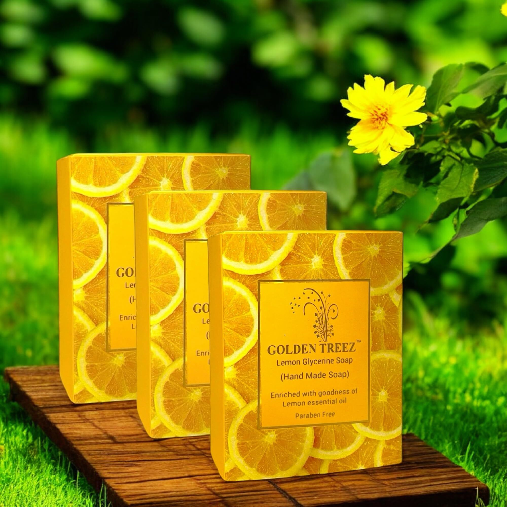 Golden Treez Lemon Handmade Bath Soap For Tan Removal, Acne (Pimples) Natural, Bathing Soap For Men And Women-115 Gm (Pack Of 3)