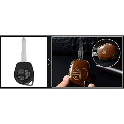 Jvcv Soft Handmade Leather Car Key Cover Compatible With 2 Button Key For Maruti Suzuki Swift Baleno S-Cross Ciaz Dzire Wagonr Sx4 Ritz (2B Key, Brown)