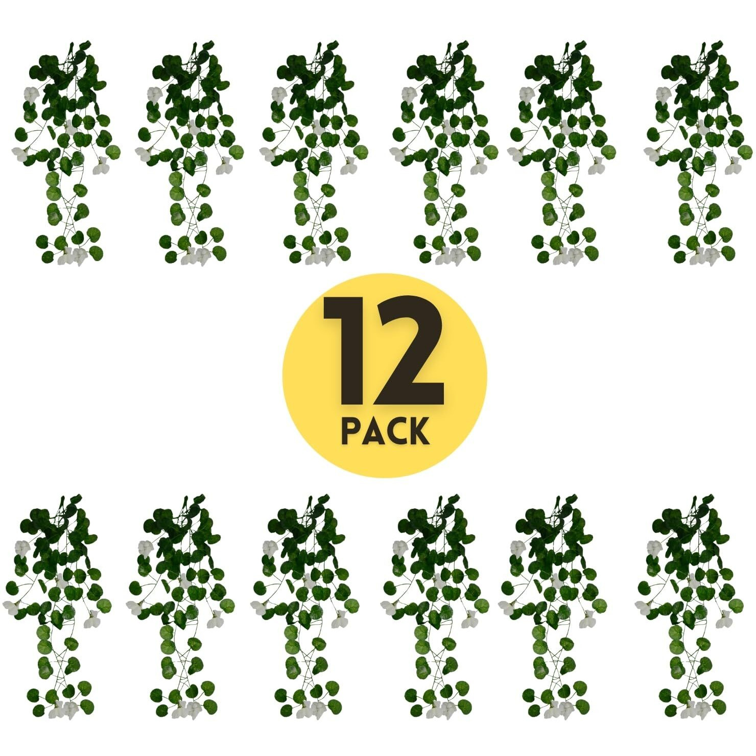 Decorebugs Artificial Flower Plants Leaves Hanging Ivy Garlands Plant Greenery Vine Creeper Home Decor Door Wall Balcony Decoration Party Festival Craft (Pack Of 12)
