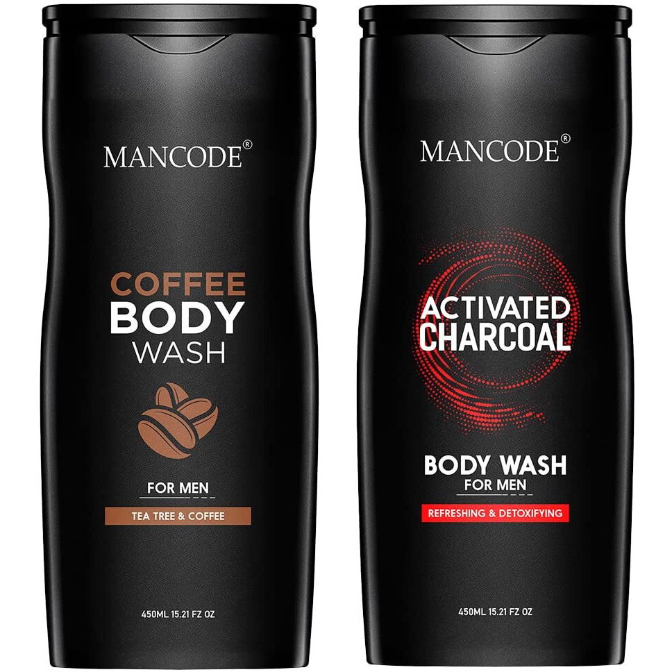 Man Code Body Wash For Men Refreshing & Detoxifies Oil Free Skin Body Wash Gel For Men Size Bottle - 450Ml (Activated Charcoal And Coffee Body Wash Gel, Pack Of 2)