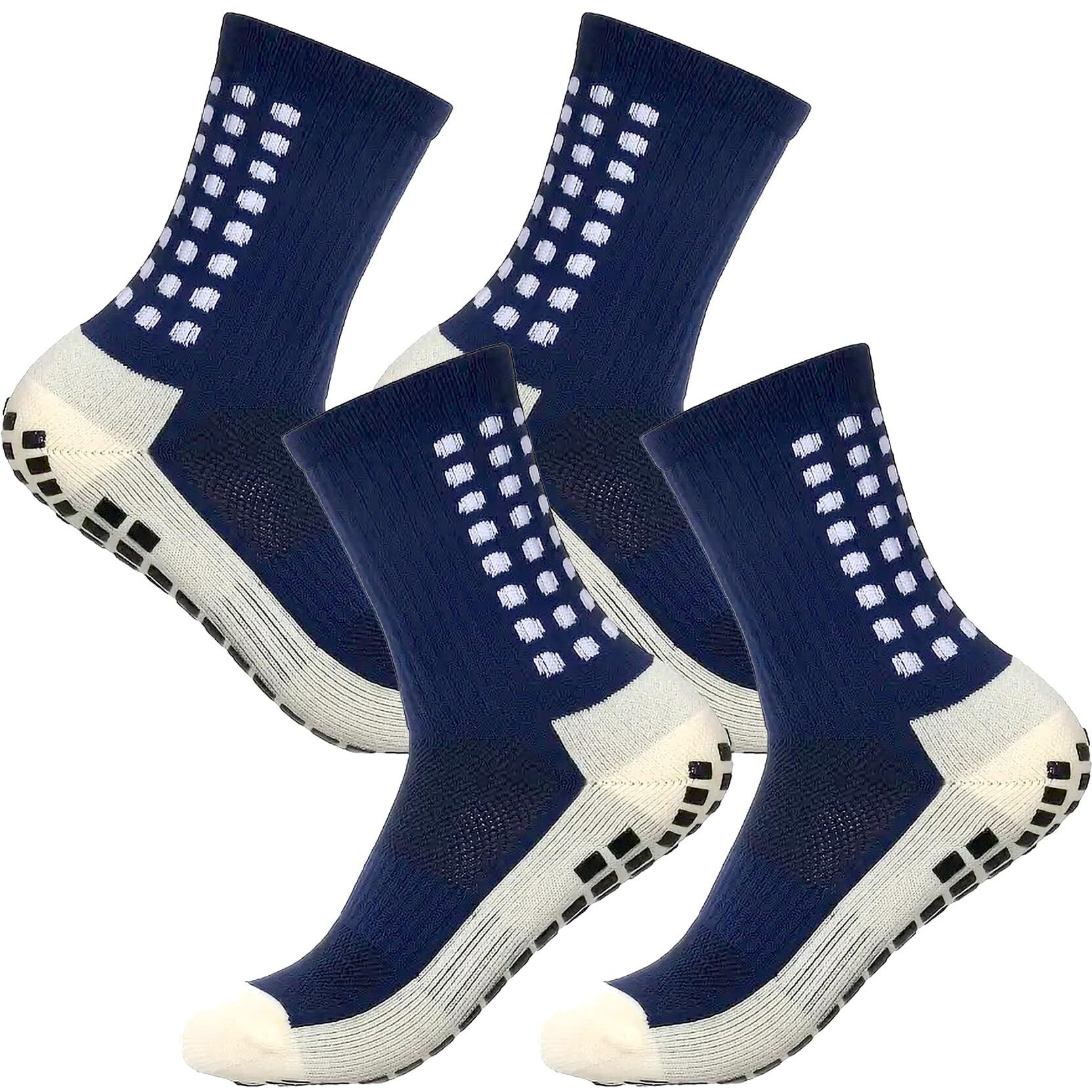 Boldstuff Hi-Tech Performance Athletic Socks For Men & Women | Crew Length, Anti-Slip Rubber Grip, Thick Cushion Sports Socks For Running, Gym, Training (In, Alpha, Free Size, 2, Navy Blue)