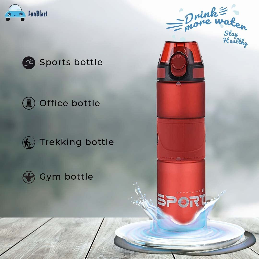 Funblast Unbreakable Water Bottle With Sipper & Straw, Bpa Free Drinking Bottle, Leak-Proof Water Bottle Ideal For Office, Sports, School, Gym (700 Ml, Maroon) Polycarbonate & Polypropylene, Pack Of 1