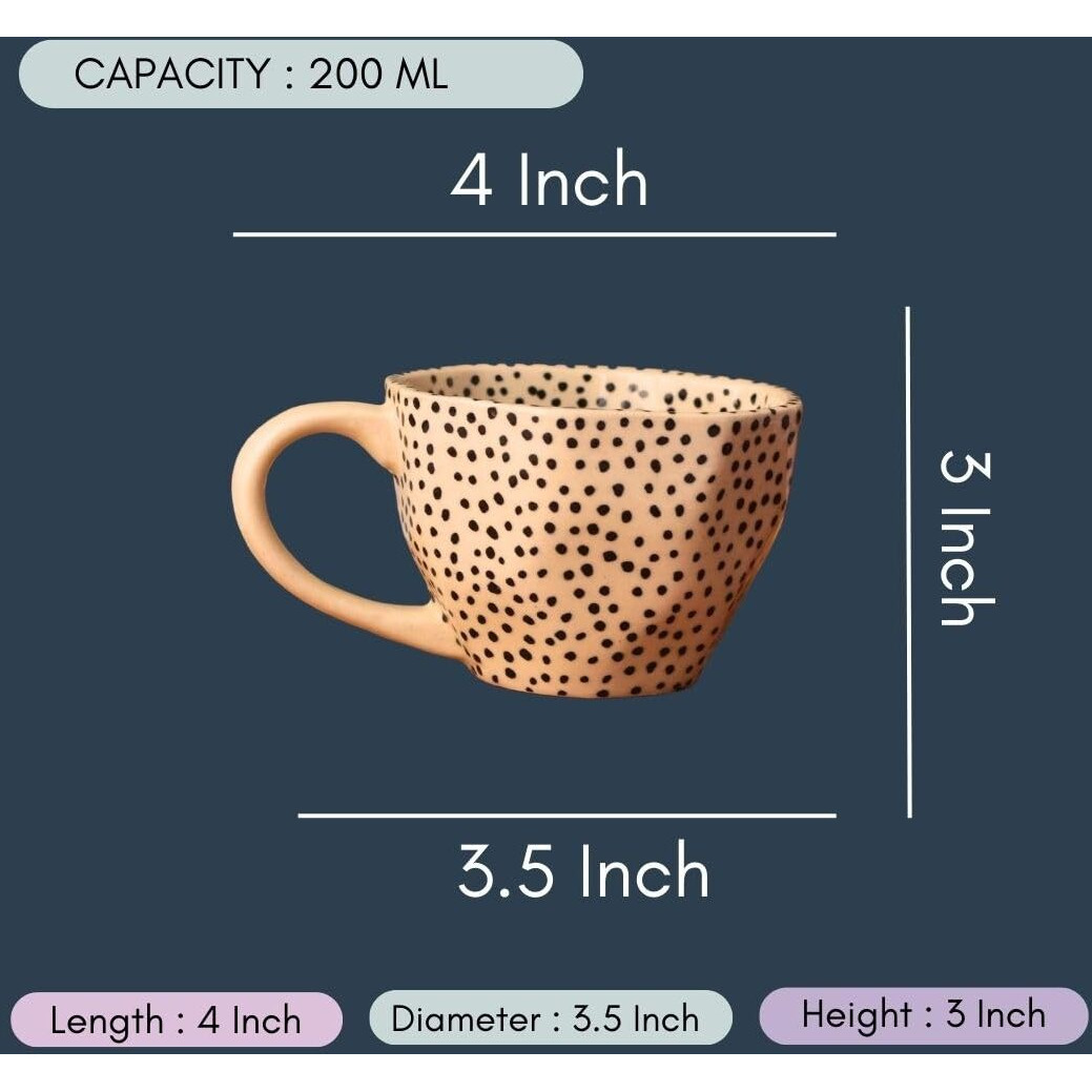 Weaving Homes Handcrafted Ceramic Black Polka Mug & Abstract Dessert Plates, Mugs, Coffee Mugs, Ceramic Plates, Ceramic Mugs, Adorable Mugs, Cute Mugs, Mugs & Plates 220 Ml
