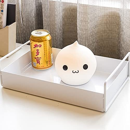 Rollyware Metal Bathroom Vanity Tray, Kitchen/Bathroom Countertop Storage Shelf Organizer,Coffee Table Decorative Tray Cosmetic Organizer Display Holder, (White-1Rectangular)