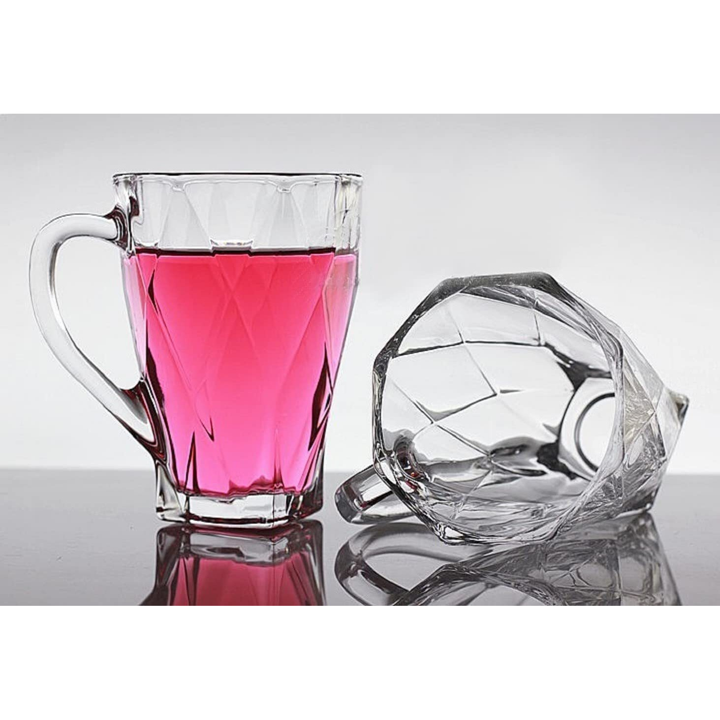 Zroy Enterprise Premium Glass Coffee Mug Tea Cups Set Of 6-180 Ml, Transparent, Glass Cups Set For Coffee, Green Tea, Herbal Tea, Lemon Tea, Milk Cup, Hot/Cold Drinks Cups (Vintage Cup 180 Ml, 6)