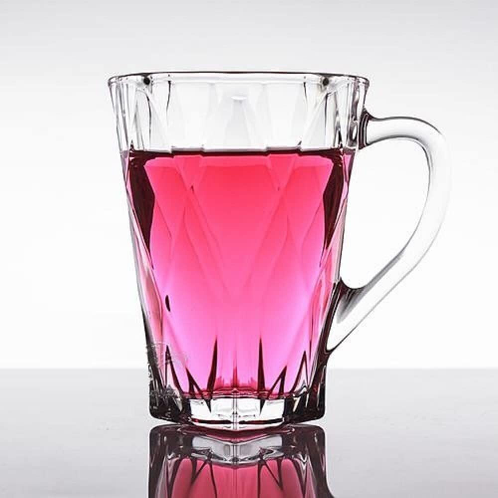 Zroy Enterprise Premium Glass Coffee Mug Tea Cups Set Of 6-180 Ml, Transparent, Glass Cups Set For Coffee, Green Tea, Herbal Tea, Lemon Tea, Milk Cup, Hot/Cold Drinks Cups (Vintage Cup 180 Ml, 6)