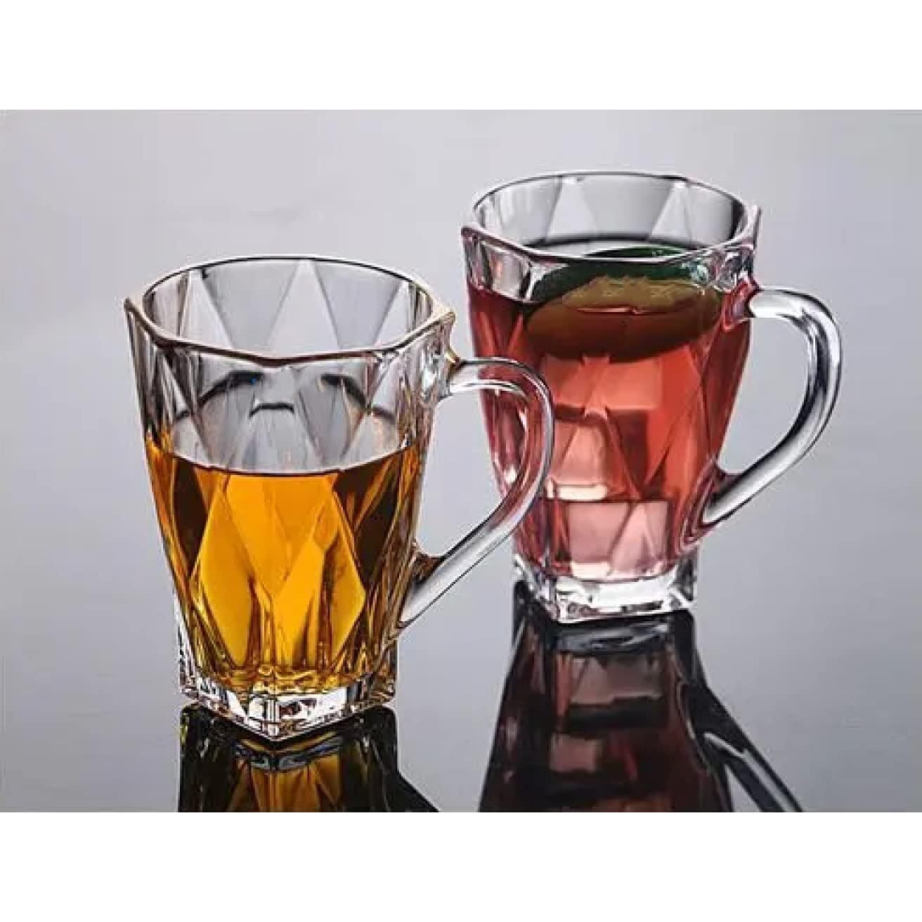 Zroy Enterprise Premium Glass Coffee Mug Tea Cups Set Of 6-180 Ml, Transparent, Glass Cups Set For Coffee, Green Tea, Herbal Tea, Lemon Tea, Milk Cup, Hot/Cold Drinks Cups (Vintage Cup 180 Ml, 6)