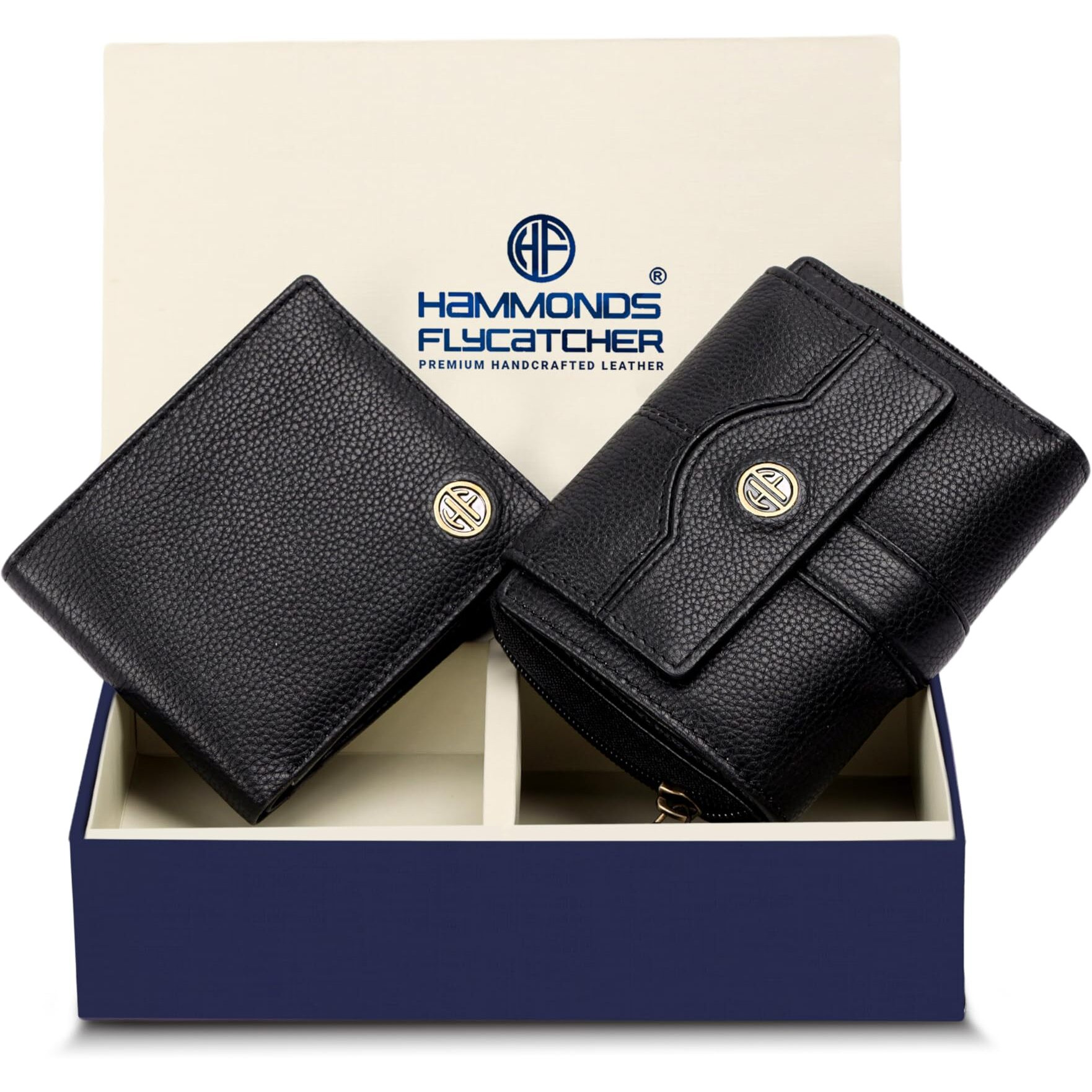 Hammonds Flycatcher Leather Wallet Combo Gift Set - Valentine Gift For Boyfriend And Girlfriend - Men's And Women's Wallets With Multiple Card Slots - Couple Gifts For Anniversary