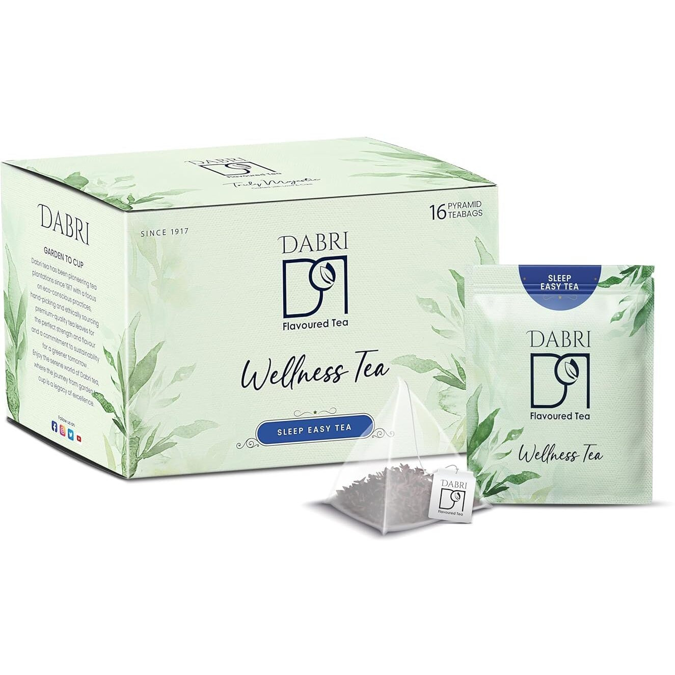 Dabri Sleep Easy Wellness Tea 16 Pyramid Tea Bags | Cognitive Support | Detoxifies Body | Releases Anxiety | Relieve Tension & Regain Equilibrium (Pack Of 2 X 16 Bags)