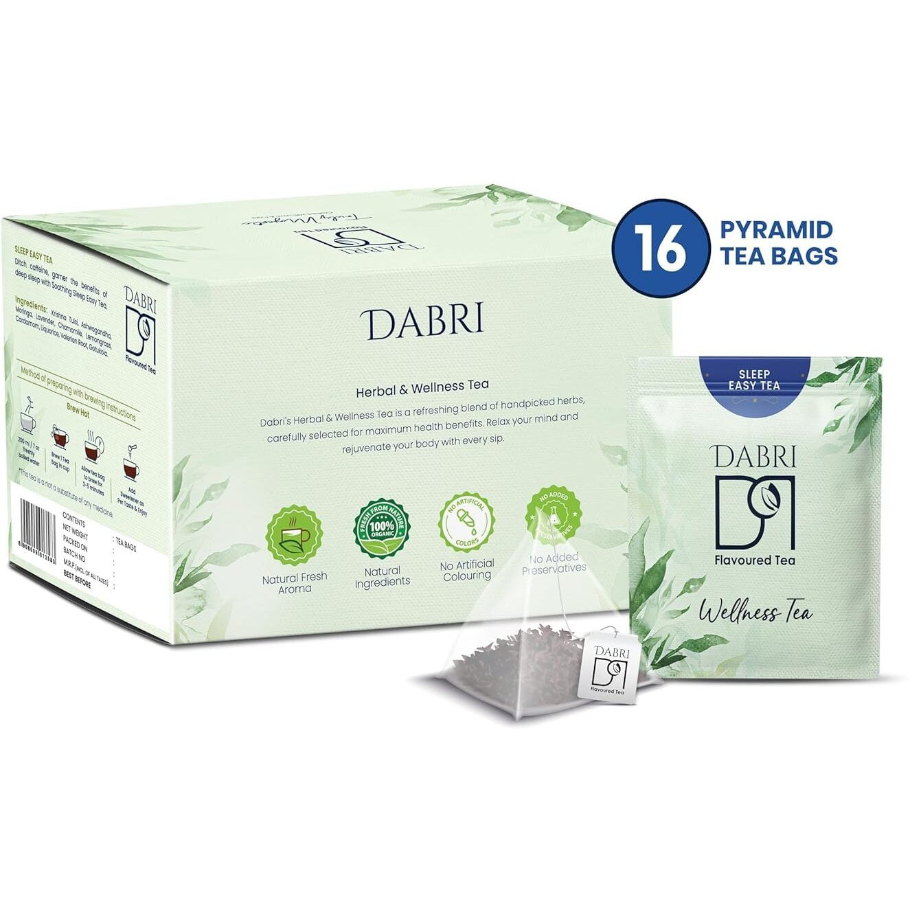 Dabri Sleep Easy Wellness Tea 16 Pyramid Tea Bags | Cognitive Support | Detoxifies Body | Releases Anxiety | Relieve Tension & Regain Equilibrium (Pack Of 2 X 16 Bags)