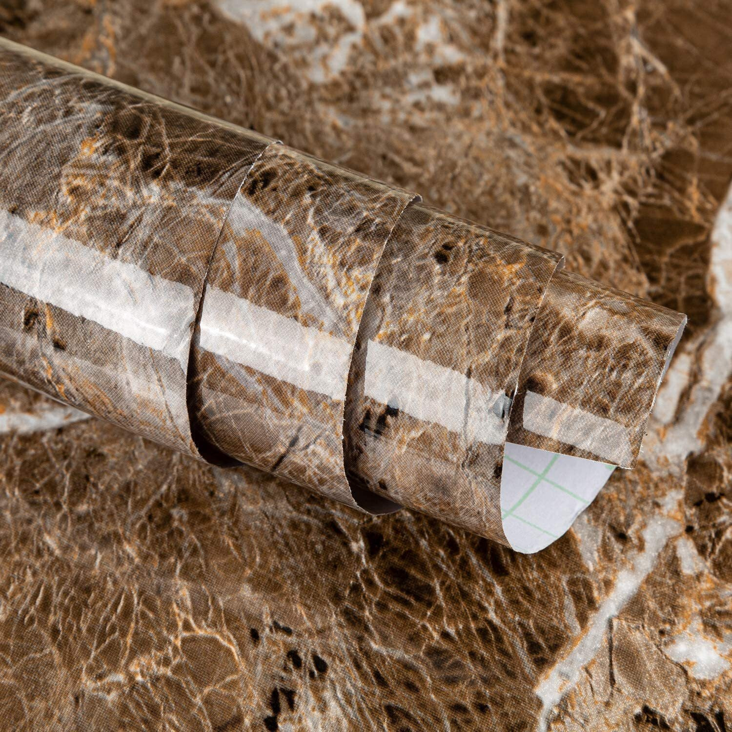 Nareval Marble Foil Sheet For Kitchen, Heat Resistant, Oil & Waterproof, Peel & Stick Wallpaper (Dark Coffee, 60X600 Cm)
