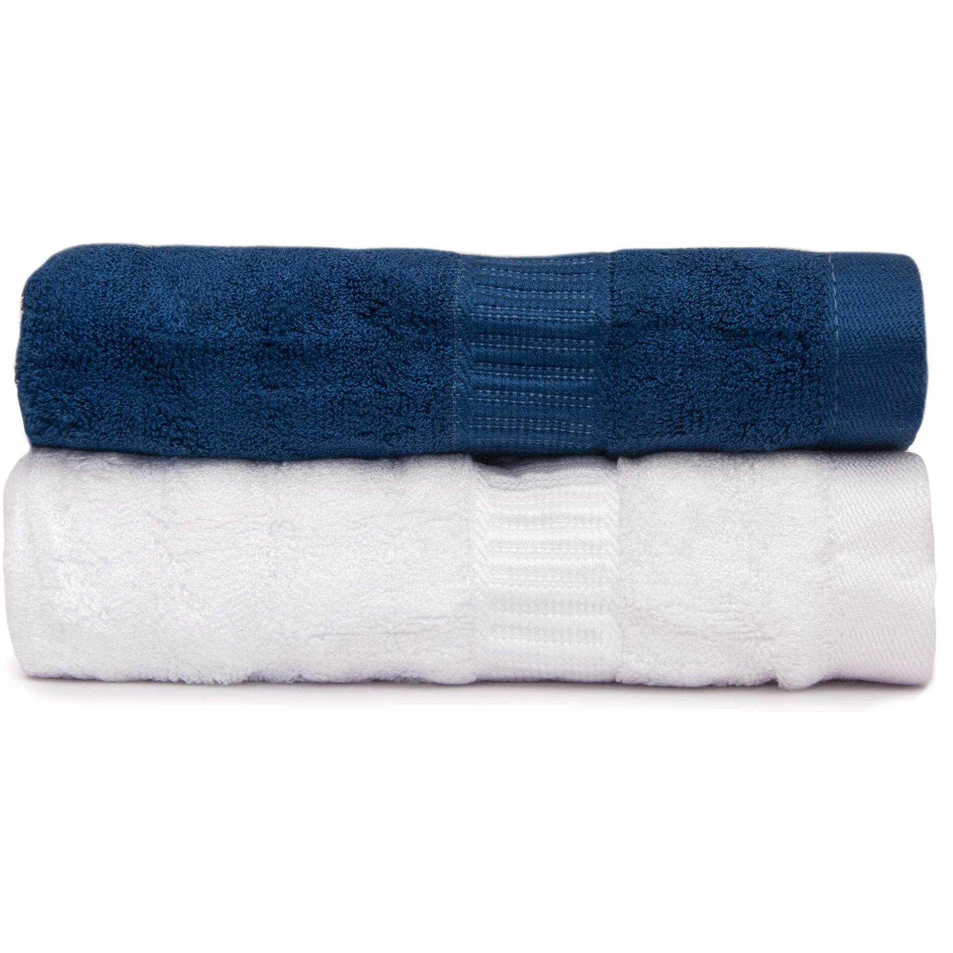 Mush Bamboo Hand Towels Set Of 2 | 100% Bamboo Gym Towel For Men/Women Workout | Ultra Soft, Absorbent & Quick Dry Towel For Gym, Travel, Sports And Yoga | 75 X 35 Cms | 600 Gsm (Navy Blue & White)