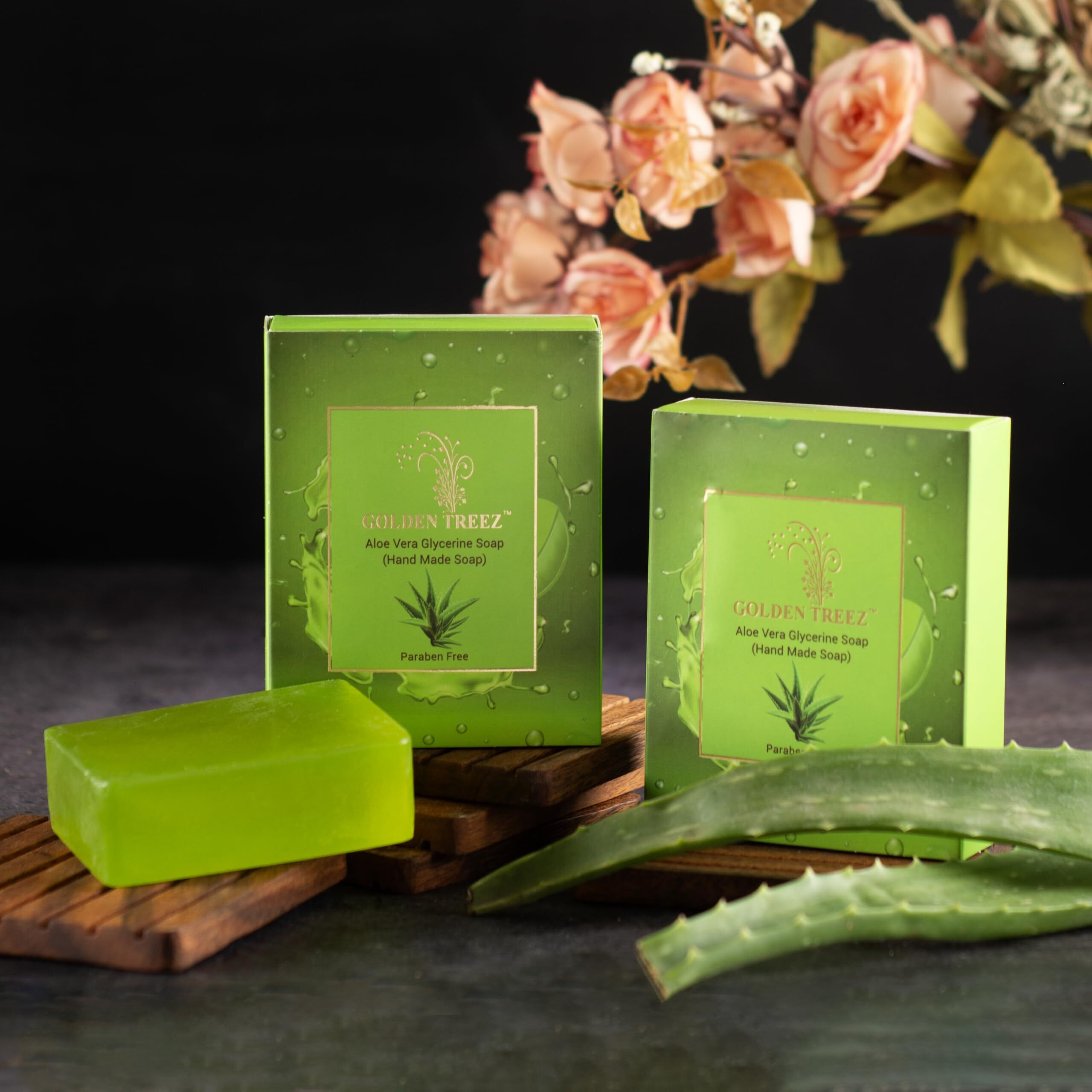 Golden Treez Aloevera Handmade Bath Soap For Tan Removal, Acne (Pimples), Skin Whitening And Brightening. Natural, Bathing Soap For Men And Women-115 Gm (Pack Of 2)