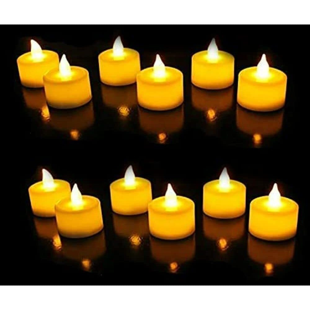 Satyam Kraft 24 Pcs Led Tea Light Candles | Flameless & Smokeless | Decorative Acrylic Design | Home Dcor, Gifting, Festival, Anniversary, Birthday & Wedding Decoration (Yellow)