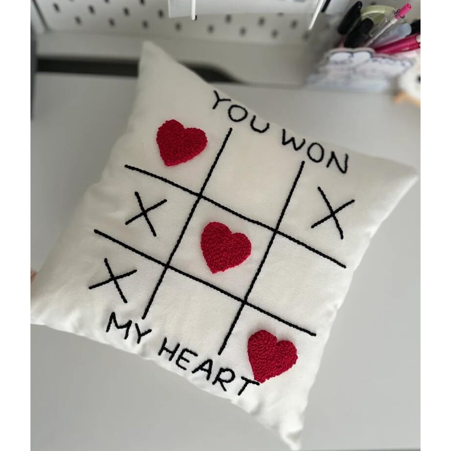 The Purple Tree Valentines Day Gift You Won My Heart Cushion And Love You Greeting Card, (16X16 Inch) Tufting Embroidered Cushion, Best Gift For Boyfriend, Husband, Valentines Day Gift