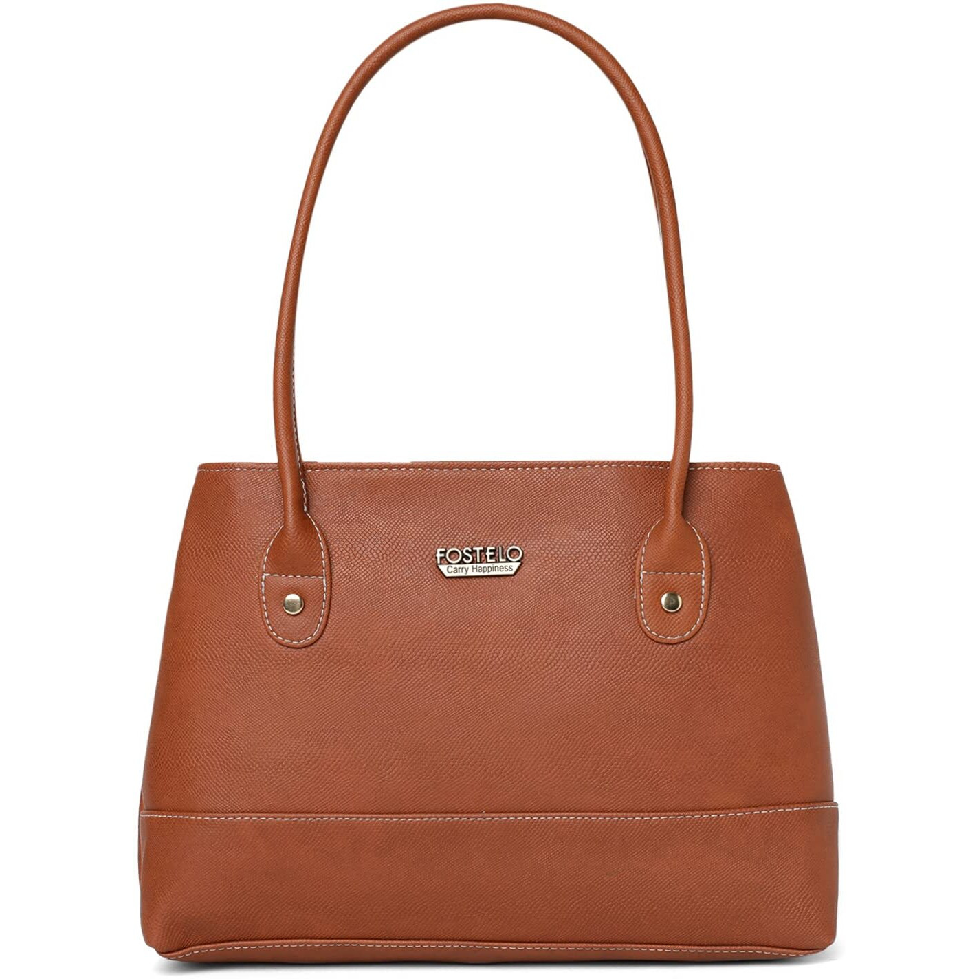Fostelo Women's Vegan Leather Feathers Handbag Shoulder Hobo Bag Ladies Purse (Tan) (Medium)