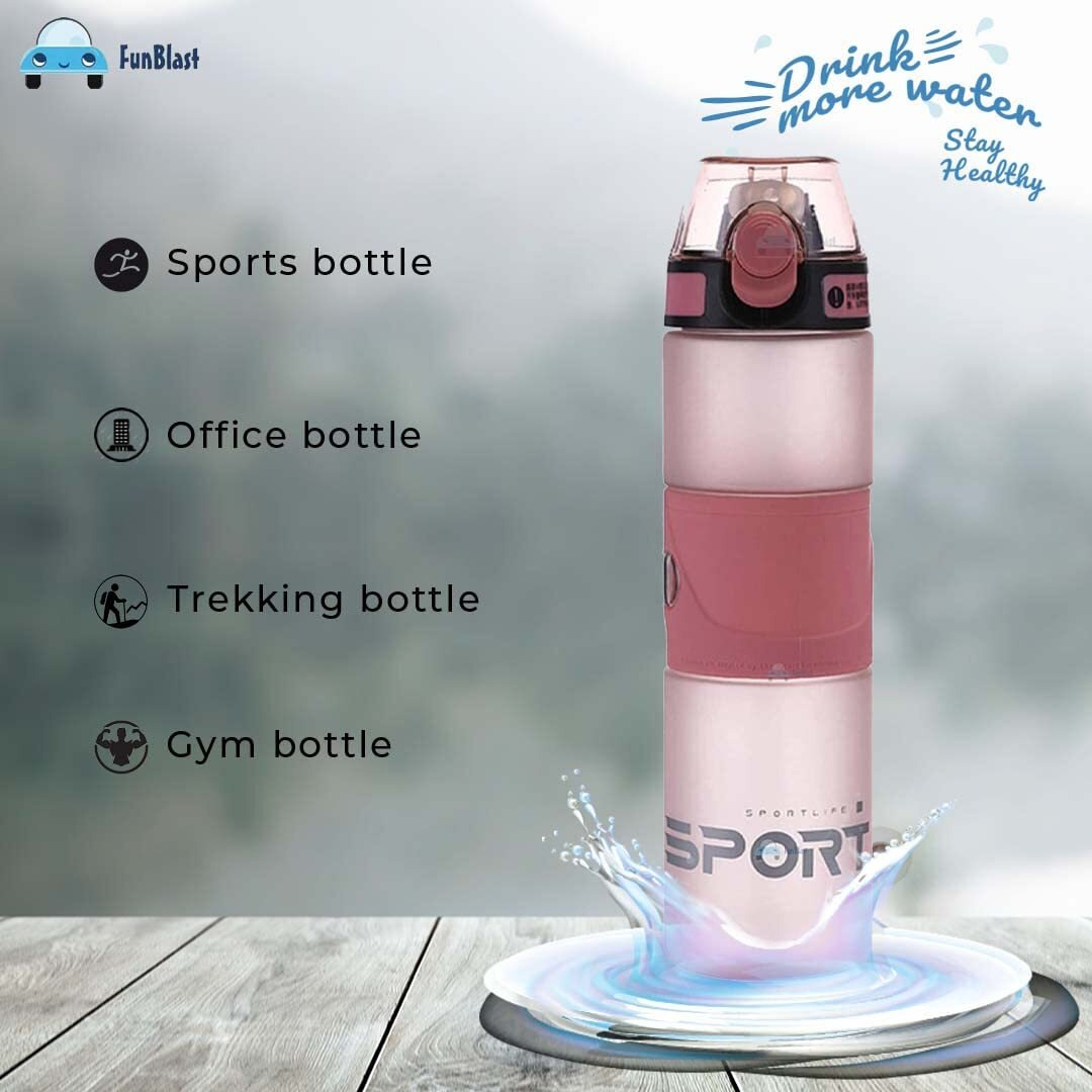 Funblast Unbreakable Water Bottle With Sipper And Straw, Bpa Free Drinking Bottle, Leak-Proof Water Bottle Ideal For Office, Sports, School, Gym (700 Ml, Pink) Polycarbonate & Polypropylene, Pack Of 1