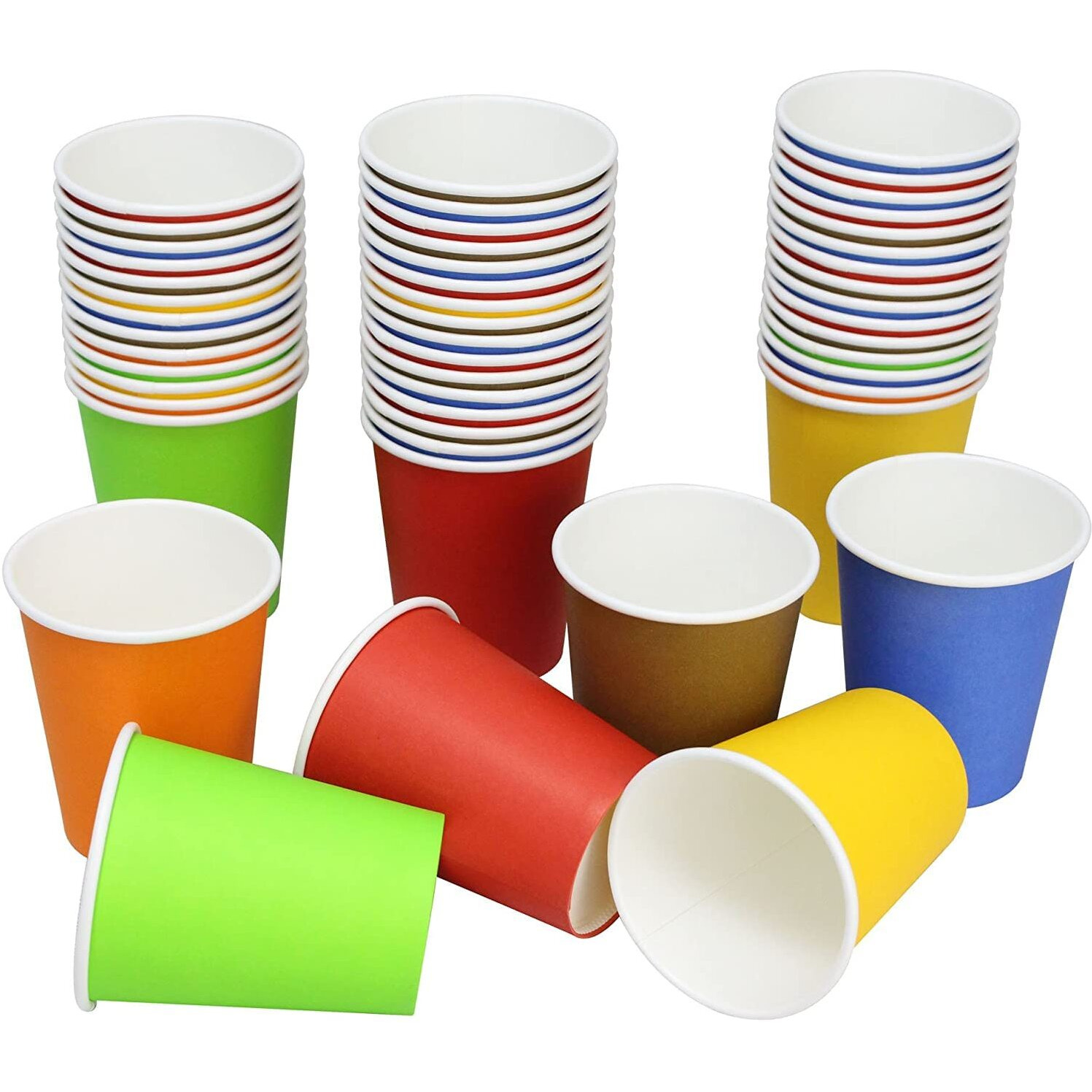 Sanwalsa Disposable Color Paper Tea/Coffee Cups, Pack Of 100 -Pieces - 250 Ml - Multicolor