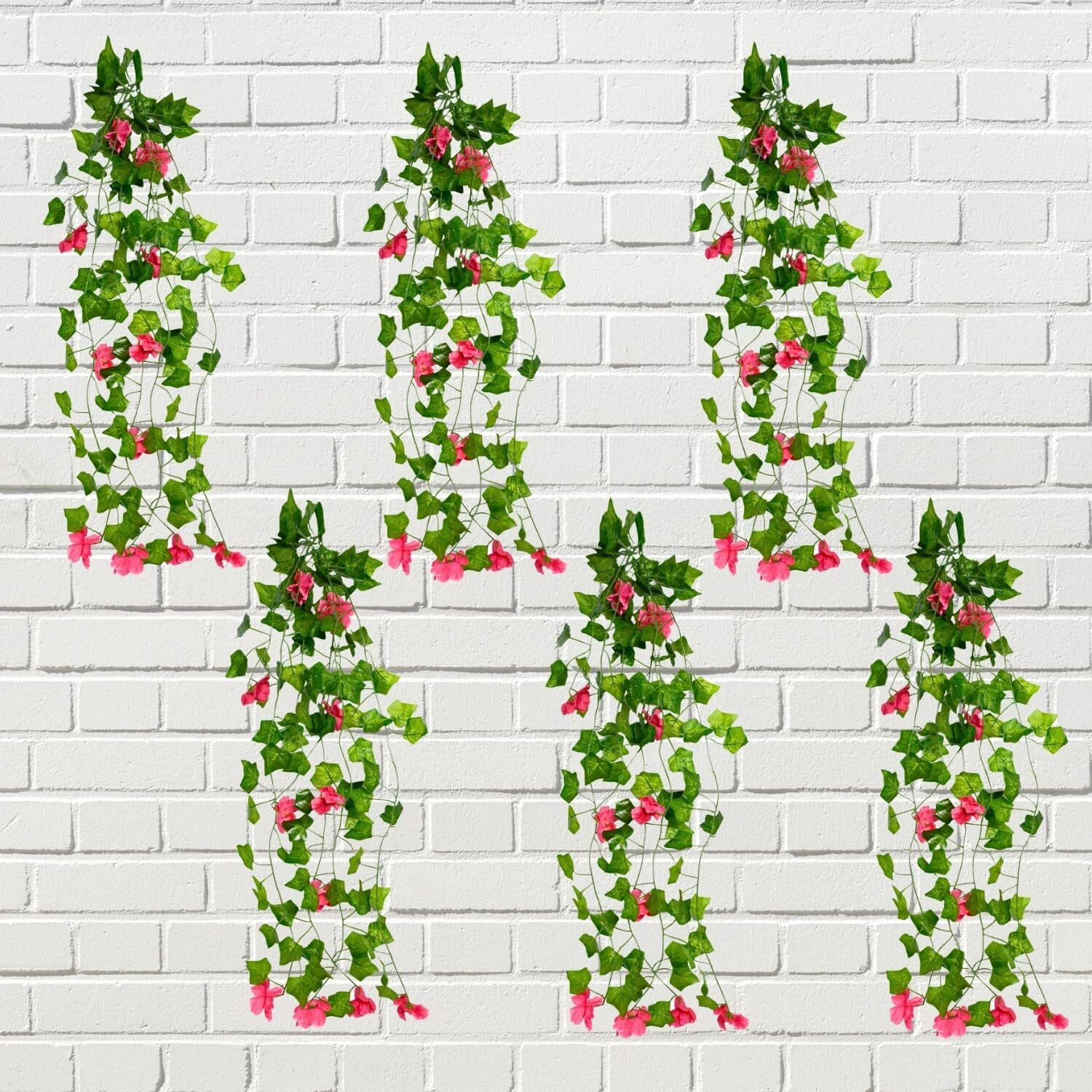 Decorebugs Artificial Flower Plants Leaves Hanging Ivy Garlands Plant Greenery Vine Creeper Home Decor Door Wall Balcony Decoration Party Festival Craft (Pack Of 6)