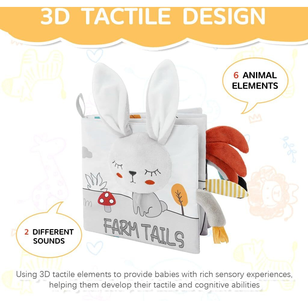 Snowie Soft Rabbit Baby Books 0-6 Months Baby Toys 6-12 Months, Nontoxic Fabric Soft Baby Cloth Books, Early Educational Activity Baby Sensory Toy, Waterproof Soft Books For Toddler Shower Gift