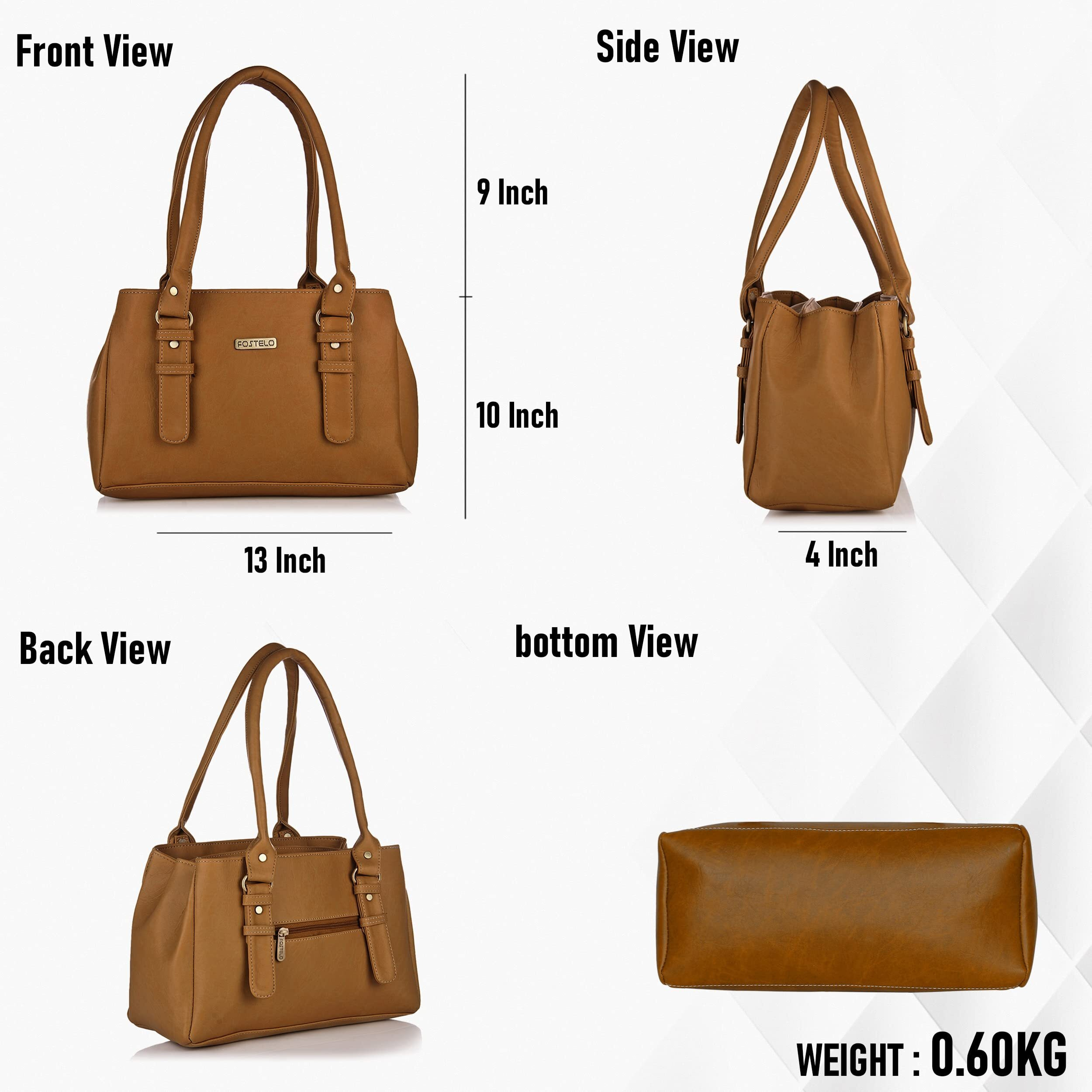 Fostelo Women's Vegan Leather Westside Handbag Shoulder Hobo Bag Ladies Purse (Tan) (Large)