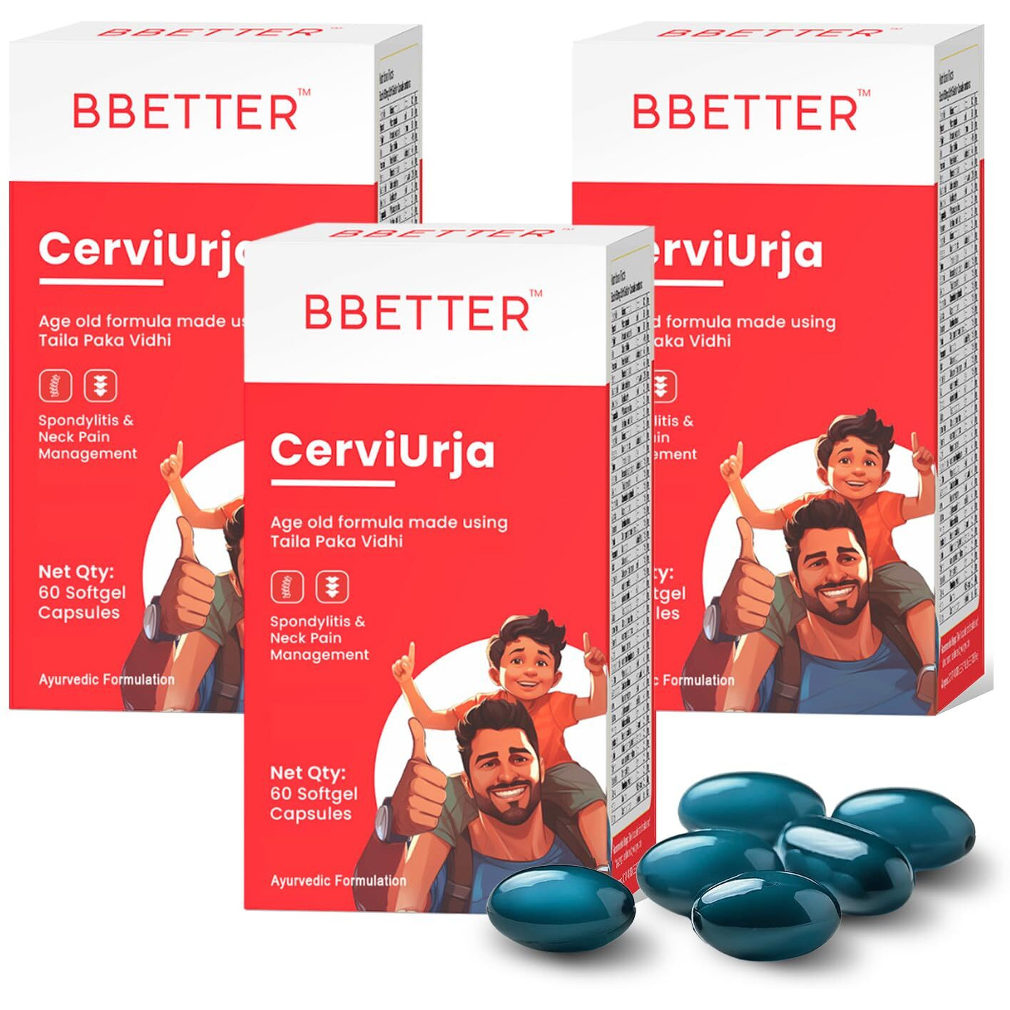Bbetter Cerviurja -Ayurvedic Neck, Shoulder Pain Relief & Cervical Spondylitis Relief | Made By Taila Paka Vidhi Method | 180 Softgels