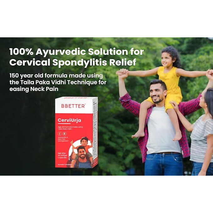 Bbetter Cerviurja -Ayurvedic Neck, Shoulder Pain Relief & Cervical Spondylitis Relief | Made By Taila Paka Vidhi Method | 180 Softgels