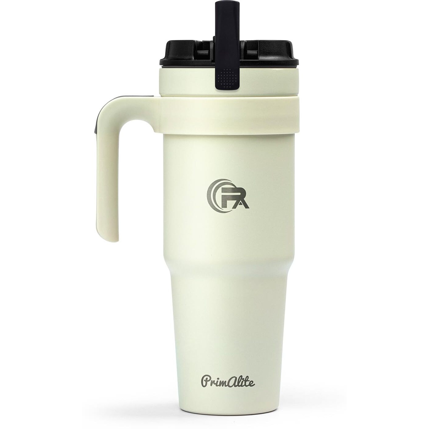 Primalite 1200Ml Stainless Steel Insulated Tumbler With Handle | 2-In-1 Straw & Flip Lid | 40Oz Travel Mug Bottle For Hot, Cold Drink | Fits In Car Cupholder For Water, Iced Tea, Coffee- Creamy Beige