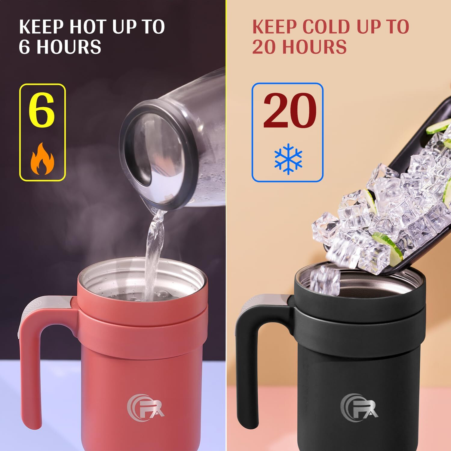 Primalite 1200Ml Stainless Steel Insulated Tumbler With Handle | 2-In-1 Straw & Flip Lid | 40Oz Travel Mug Bottle For Hot, Cold Drink | Fits In Car Cupholder For Water, Iced Tea, Coffee- Creamy Beige