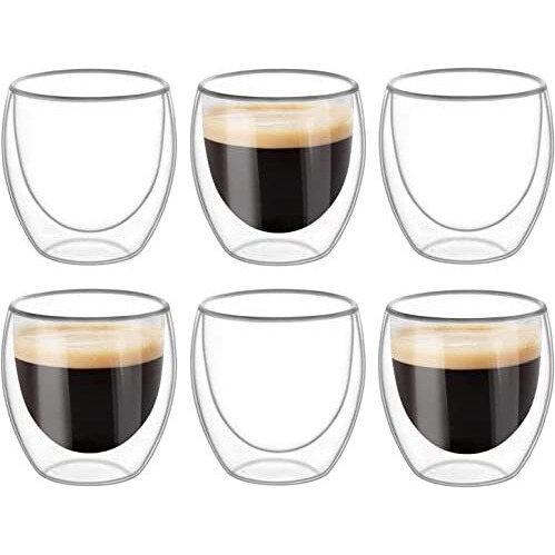 Zroy Enterprise Double Wall Glass 250Ml Set Of 2 Double Layer Tea & Coffee Cup Double Walled Glass Mugs For Hot & Cold Drinks Coffee Tea Milk Cappuchino Juice (2, 250 Ml Tumbler)