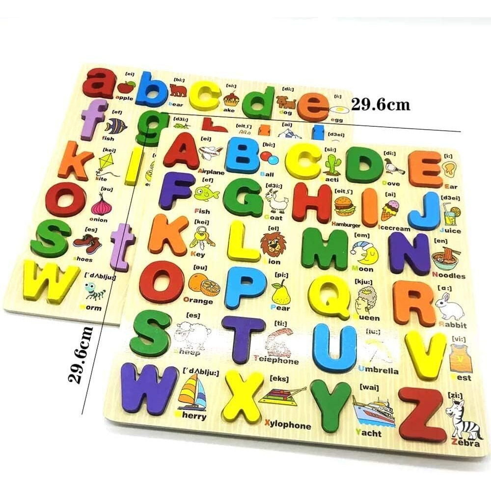 Shinetoy Wooden Capital Letter A To Z Alphabet Educational Learning Toy Preschool Educational Learning Big Letter Toys, Montessori Sturdy Construction Puzzle For Kids 3 Years Old Boys & Girls