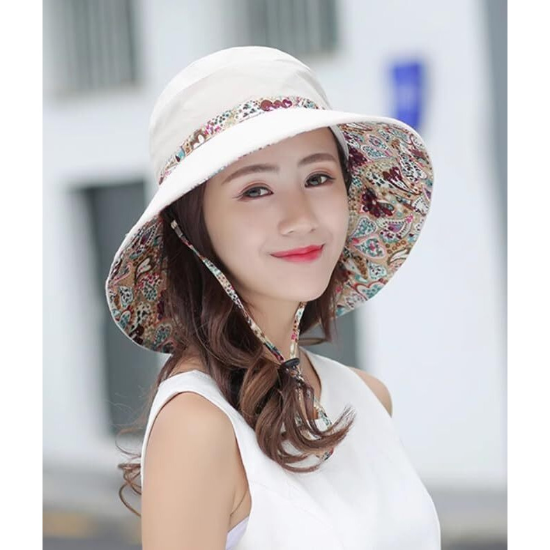 Alexvyan Polyester Beige Round Hat Reversable Designer Sunvisor Hats For Women Uv Protection Wide Brim Summer Cap For Girls Hat Casual Safari Hat Sun Protection Cap For Women Girl, One Size