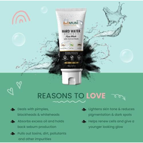 Biomuni Hard Water Defence Face Wash (Pack 2, 100 Ml) - Moisturise, Oil Control, Anti-Pollution, Ayurvedic- Ashwagandha, Aloe Vera, Manjishtha, Licorice, Apple Cinnamon