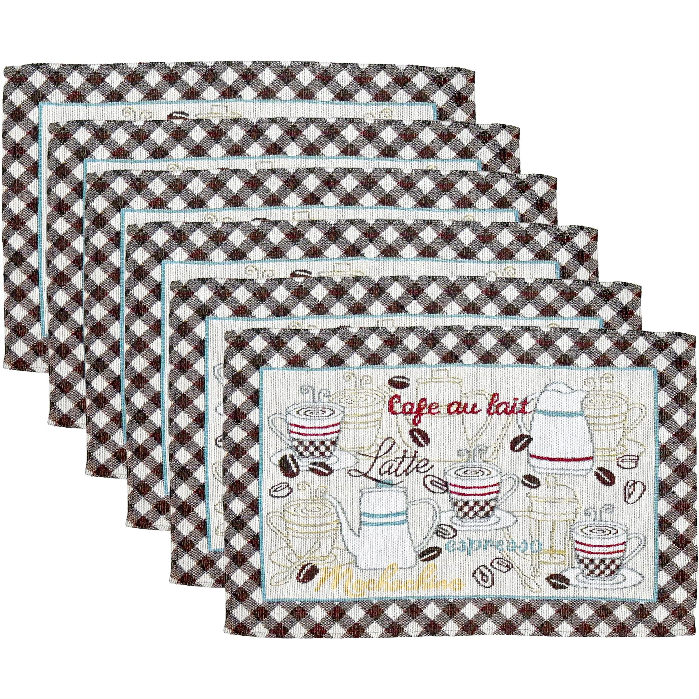 Prakartik By Induarts Latte Coffee Love Eco-Friendly Cotton Dining Table Mats  Reusable, Machine Washable, Everyday Use Multi Rectangular Placemats, Set Of 6 (33X47 Cm)